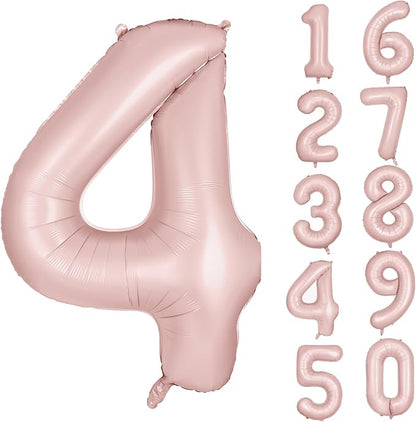 40 inch Pink Number Balloon Light Pink 4 Balloon Matte Pink Number 4 Balloon by Yeodong