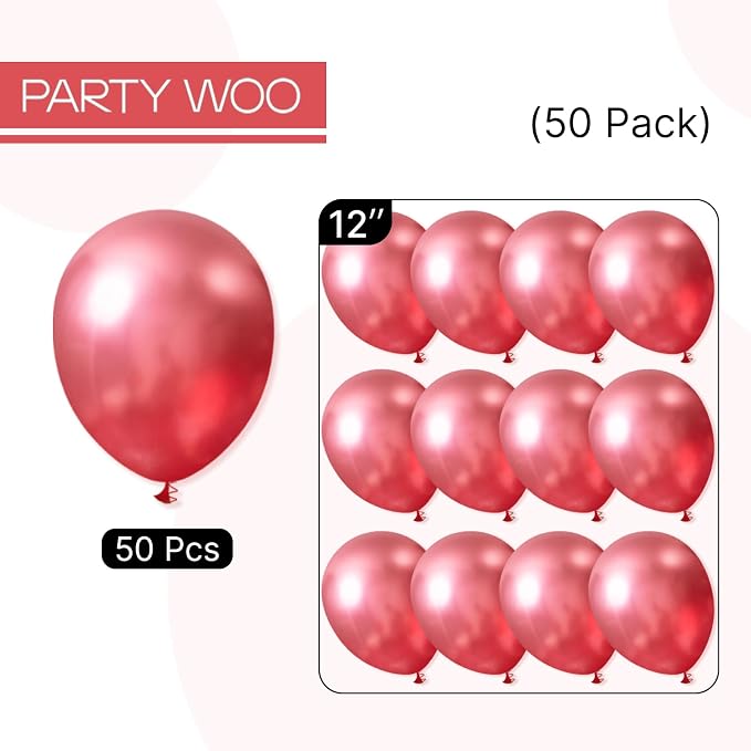 PartyWoo Metallic Pink Balloons 50pcs Chrome Hot Pink Magenta Fuchsia Color | - Image 6