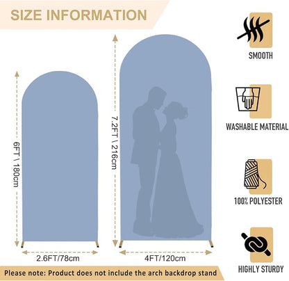 FANPROMS Wedding Arch Cover Set of 2 Dusty Blue Wedding Arch Cover 6FT 7.2FT - Image 2