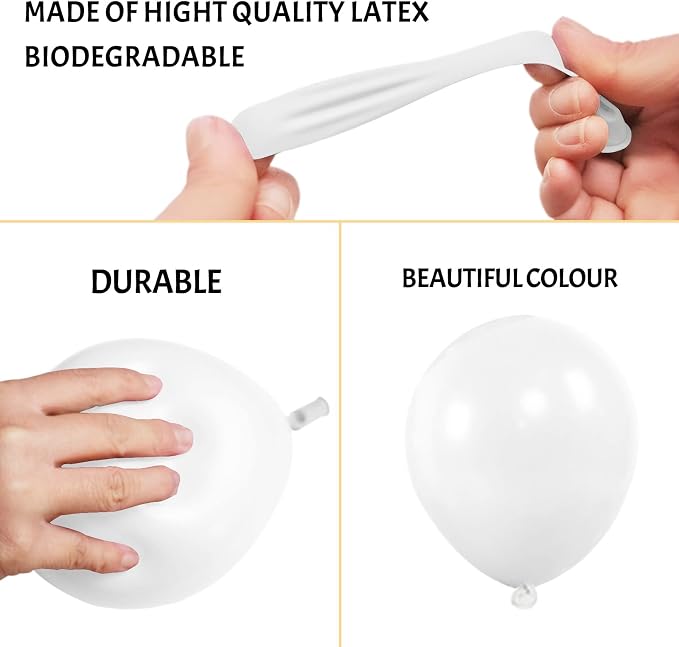 White Balloons 110Pcs, 5 Inch Small White Latex Party Balloons, Mini Thick - Image 3