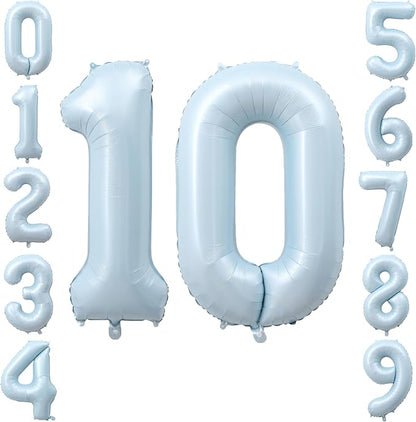 40" Light Blue Foil Number 10 Balloon by TNCDJKPA