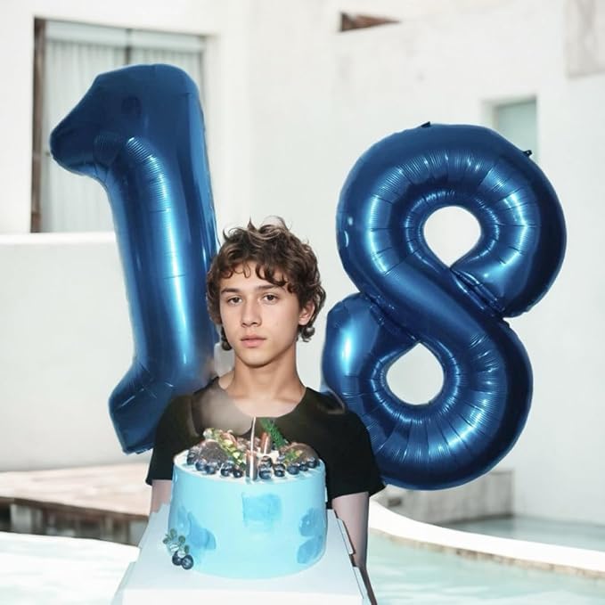 40 inch Blue Number Balloon Giant Foil Helium Balloons Blue Number 0 Balloon - Image 6