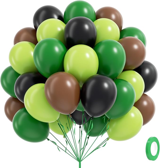 60pcs Green and Brown Balloons 12inch by Leraqertra