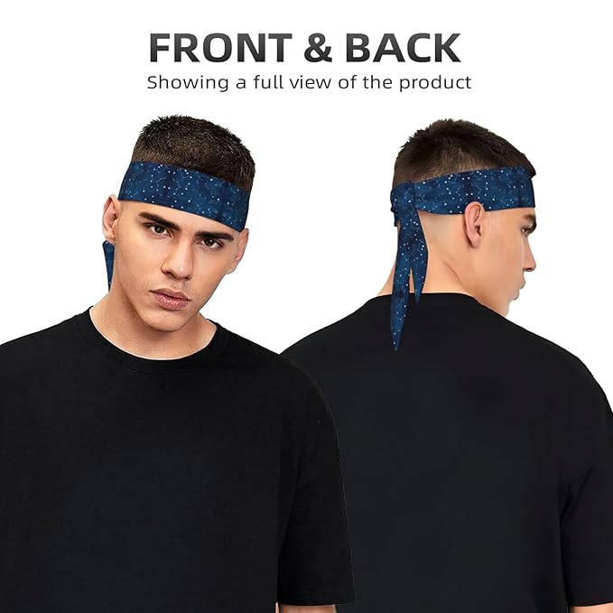 Men Women Cool Sports Sweatband Head Accessories for Yoga Fitness Spa, Elastic Multifunction Constellation Galaxy Starry Night Stars Glow In The Dark Midnight Hair Band Headdress