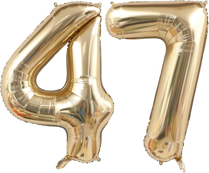 Light Gold Number 47 Balloon 40in White Gold 47 Foil Mylar Digital Balloon | by ANGEL+Q+HOUSE