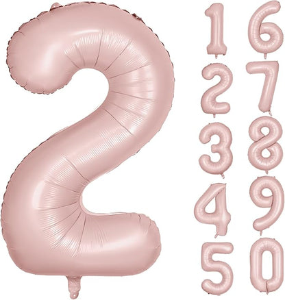 40 inch Pink Number Balloon Light Pink 2 Balloon Matte Pink Number 2 Balloon by Yeodong