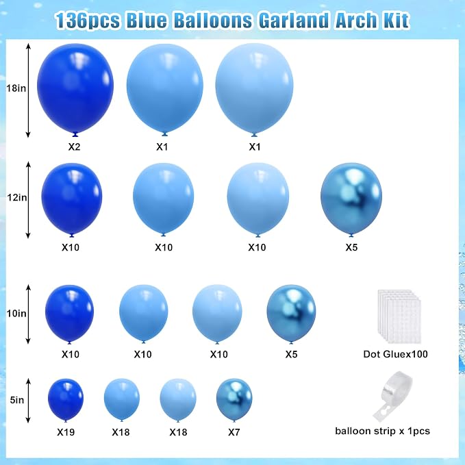 YMSZ Blue Balloon Garland Arch Kit, Baby Shower, 2026 Graduation, Anniversary - Image 2