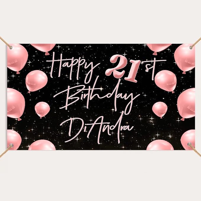 Generic Personalized Happy Birthday Banner, Customized by Custom