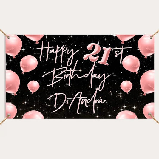 Generic Personalized Happy Birthday Banner, Customized by Custom