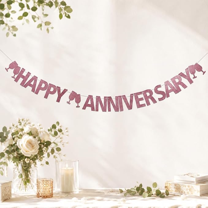 Happy Anniversary Banner, Wedding Anniversary Party Decorations Supplies by Unknown