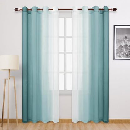 DWCN Ombre Faux Linen Extra Long Sheer Curtains by DWCN