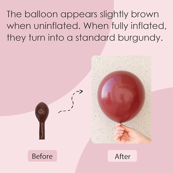 Awenztech 122pcs Burgundy Balloons, 18 12 10 5 inch Maroon Balloons Different - Image 3