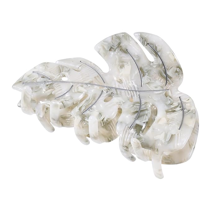 Grey Leaf Hair Claw Clip 3.5 Inch Strong Grip Hair Clip French Design Women Girls Hair Styling Accessories for Thick Thin Hair