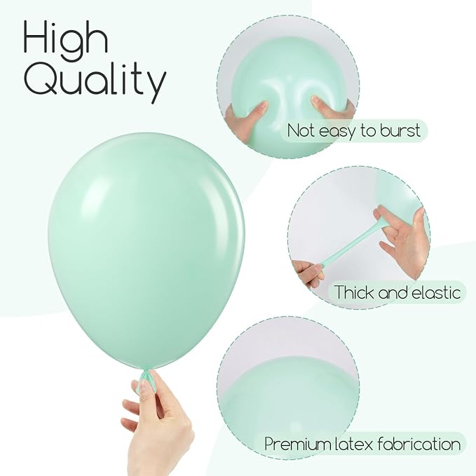 Awenztech 122pcs Mint Green Balloons, 18 12 10 5 inch Mint Green Latex Balloons - Image 3