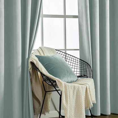 MIULEE Velvet Curtains Misty Blue 52 x 96 Inch Length Set of 2 | Grommet Drapes - Image 6