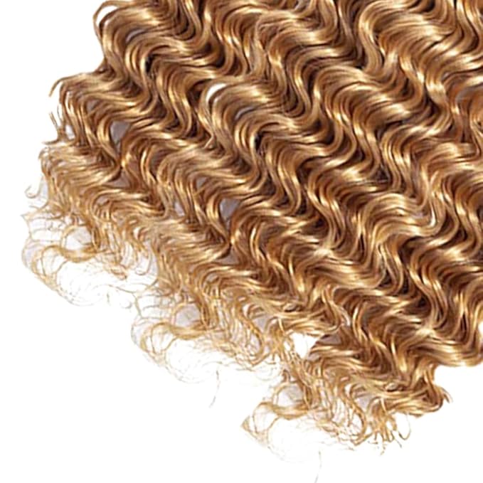 Ombre Bundles Human Hair Blonde Deep Wave Bundle Brazilian Virgin Remy Soft and Silky Hair 3 Bundles 14 16 18 Inch Double Weft 2 Tone Black and Honey Blonde Bundle Hair Weave 300g