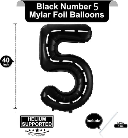 Race Car Number 5 Balloons, 40 Inch Birthday Balloons Two Fast Balloon Race - Image 2