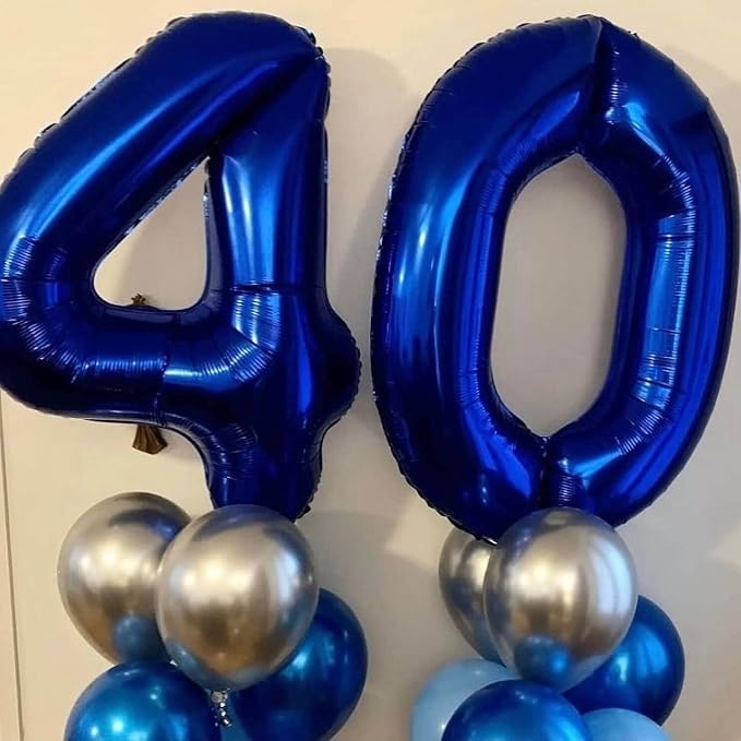 40 Inch Navy Blue 40 Number Balloons Giant Jumbo Huge 40 Foil Mylar Helium - Image 3