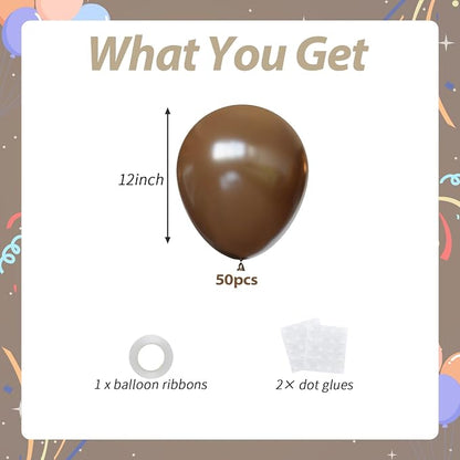 50pcs Dark Brown Balloons, Helium 12inch Brown Party Balloons - Image 2