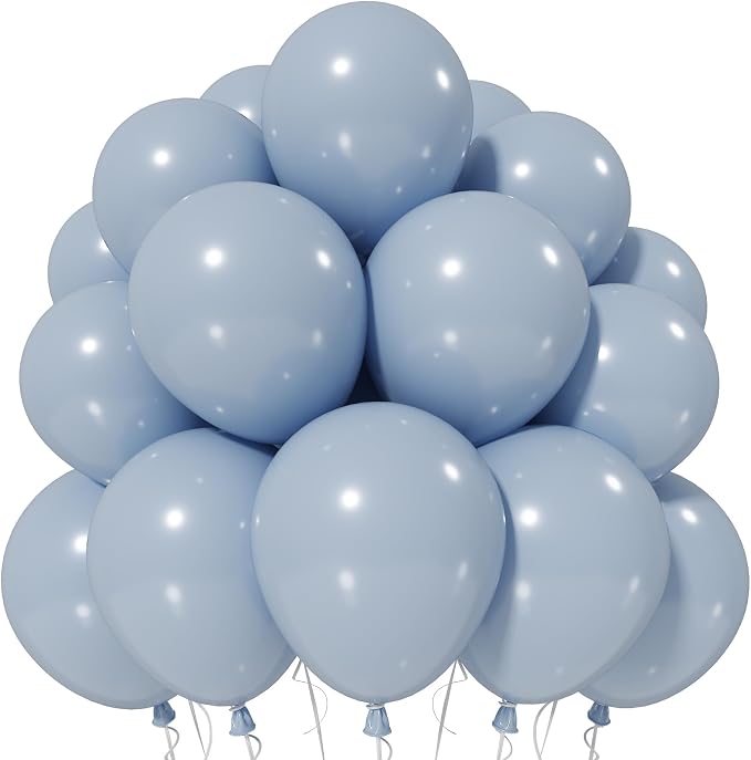 Jobkoo Dusty Blue Balloons, 12 Inch Slate Fog Pale Blue Aqua Latex Balloon | by Jobkoo