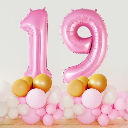 Pink Number 19 Balloon, 40 Inch Big Large Foil Helium Number Balloons, Giant - Image 5