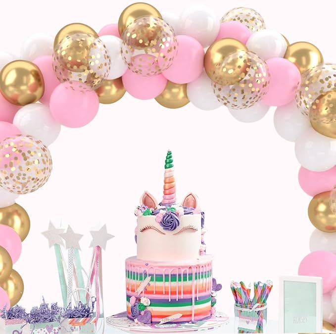 Patimate Pink Gold Confetti Balloons Set - Image 9