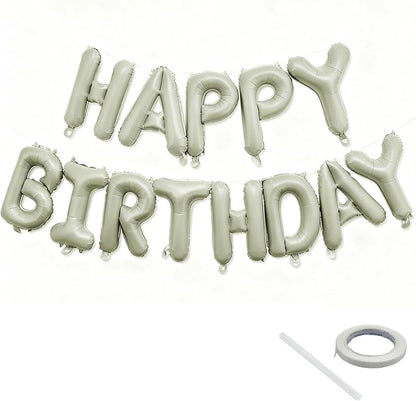Beige Happy Birthday Balloon Banner 16 Inch by KEJ