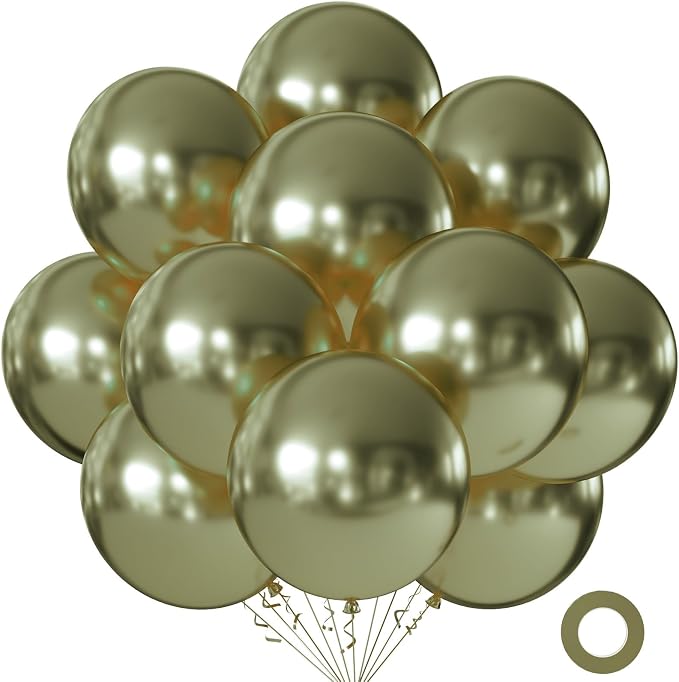 10pcs 18 inch Metallic Sand Gold Balloons, Thick Latex Chrome Helium Balloons by KALOR