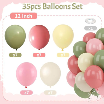 Dusty Green Pink Beige Balloons Light Pink Yellow Mist Sage Cream Peach Balloon - Image 4