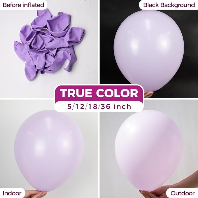 Bezente Pastel Purple Party Latex Round Balloons 36 Inch 8 Pack | Lavender - Image 2