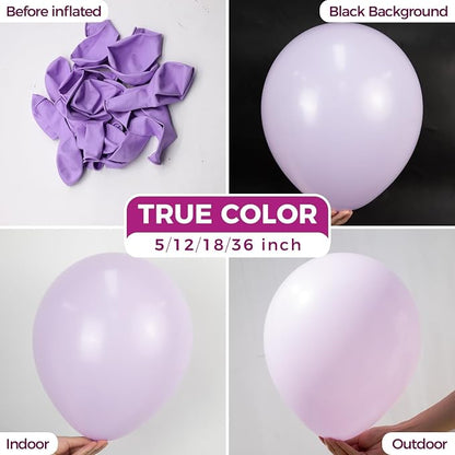 Bezente Pastel Purple Party Latex Round Balloons 36 Inch 8 Pack | Lavender - Image 2