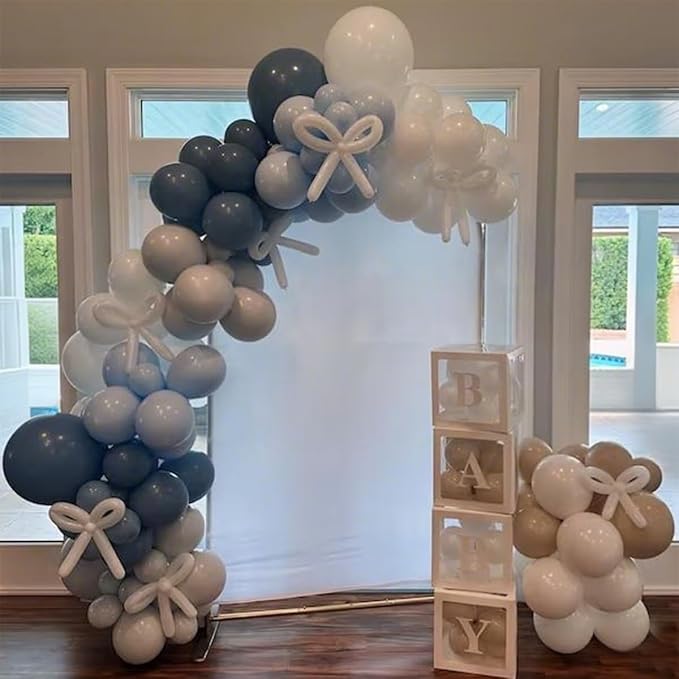 Dusty Blue Balloons Garland Arch Kit, Haze Blue Sand White Balloon Arch Kit - Image 7