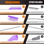 3 Pcs Rat Tail Comb Parting Comb for Braids Barber Styling Combs Carbon Fiber Teasing Combs Stainless Steel Pintail Comb for Women Men Fine Teeth Salon Hairdressing Hair Care Tools (Black+Purple+Black)