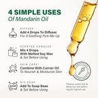 KUKKA Mandarin Essential Oils - 4 Fl Oz - for Hair, Skin, Diffuser, Aromatherapy & DIY Soap Making Scent
