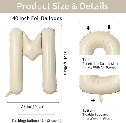 Biapian 40 Inch Letter M Balloons, Giant Cream M Foil Balloon, Big Single - Image 2