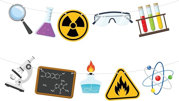 Science Decorations Banner Science Party Banner Chemistry Laboratory Theme by Adecortalk