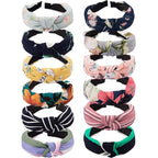 Wide Knotted Headbands for Women - 12 Pack Boho Hair Accessories, Elastic Turban Bandeau for Washing Face