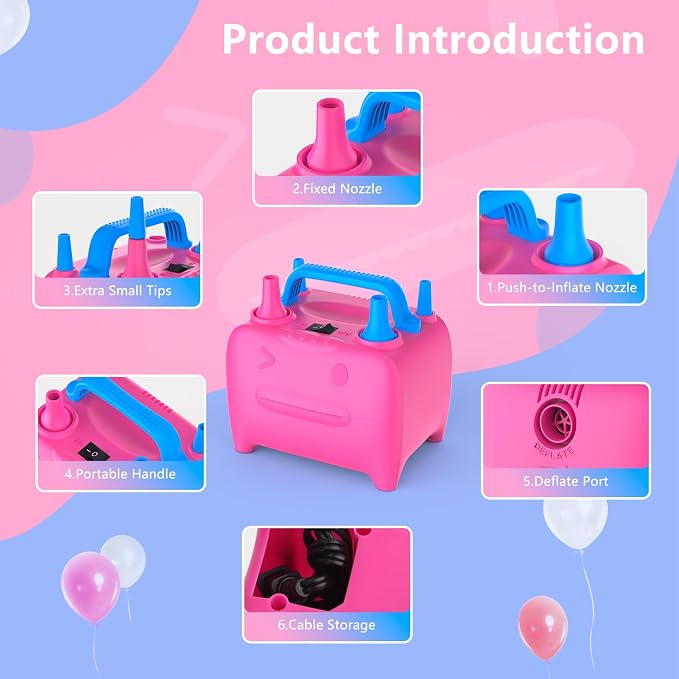 OWill Balloon Pump Electric, Balloon Inflator Electric Air Pump, Portable Dual - Image 2