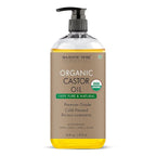 Majestic Pure Organic Castor Oil 16 Fl Oz - 100% Pure and Natural - Premium Grade Carrier Oil - Hair, Eyelashes and Eyebrows - Hair Oil and Body Oil - Expeller Pressed - Hexane Free