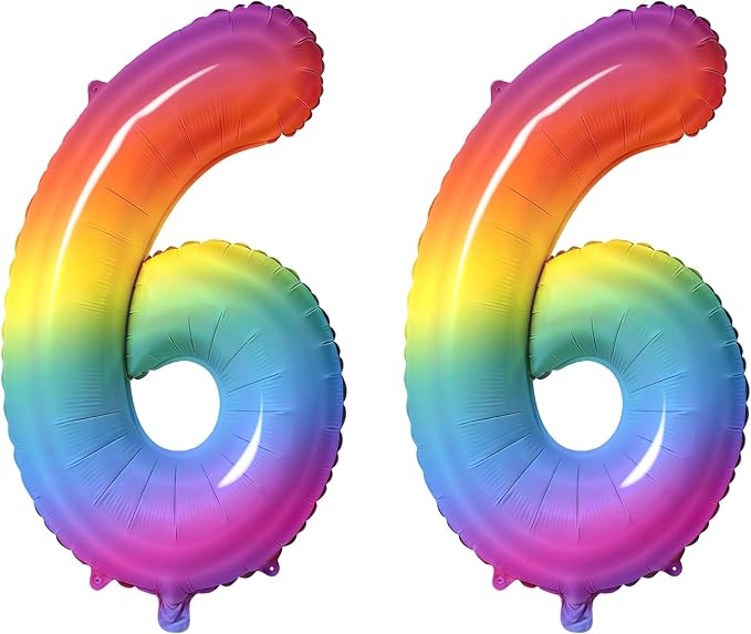Number 66 Balloons for 66th Birthday Party Decorations, 0-100 Large No.66 by Joycard