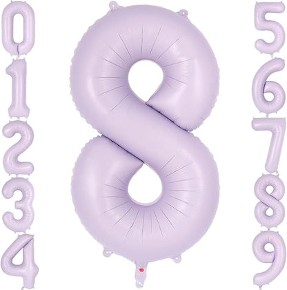Light Purple Number 8 Balloon, 40 Inch Big Large Foil Helium Number Balloons by AIQINHU