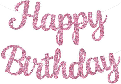 BEISHIDA Glitter Pink Happy Birthday Banner Party Decoration NO DIY, 10Feet | by Beishida