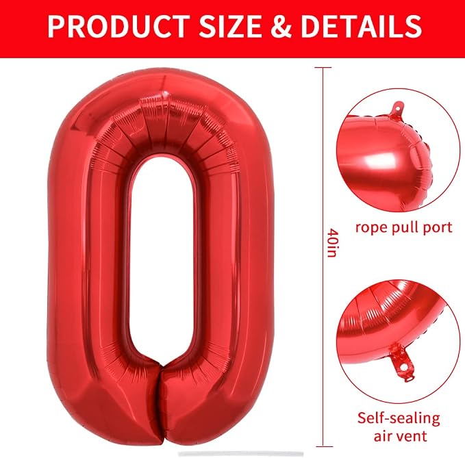 TONIFUL 40 Inch Large Bright Red Letter Balloons A-Z, Giant Jumbo Helium Foil - Image 2