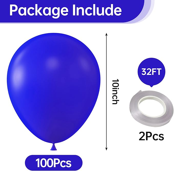 10 Inch Royal Blue Balloons - Image 2