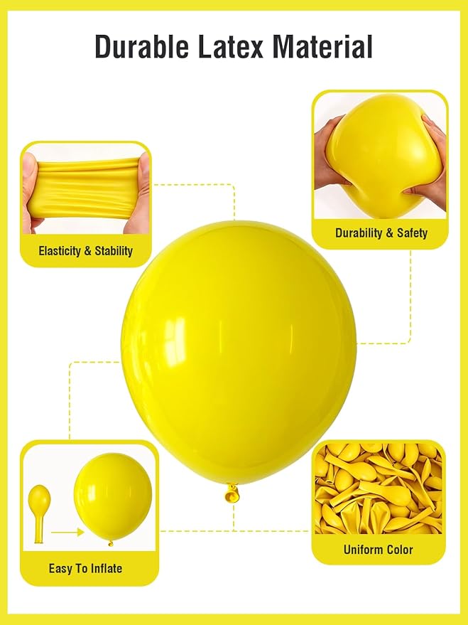 Yellow Balloons 125 Pcs Different Sizes 18 12 10 5 Inch Matte Yellow Latex - Image 4