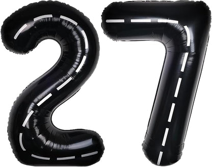 Race Car 40 Inch Black 27 Big Large Helium Balloon Number 0-9 | Track Giant by SULALABOO