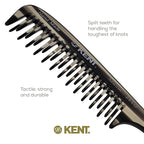 Kent 21T Black Graphite Large Wide Tooth Detangling Comb, for Thick Curly Wavy Hair. Handled Comb For Wet and Dry Hair. Handmade of Quality Cellulose, Saw-Cut Hand Polished, Made in England