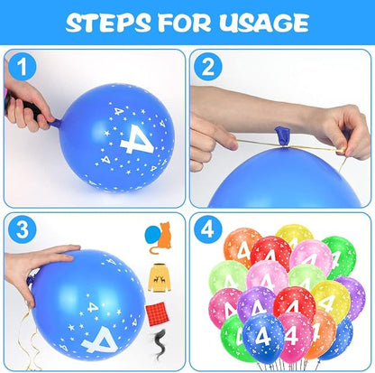Ainiv 4th Birthday Balloons 18PCS, 12inch Numbers Printed Latex Balloons | 4th - Image 3