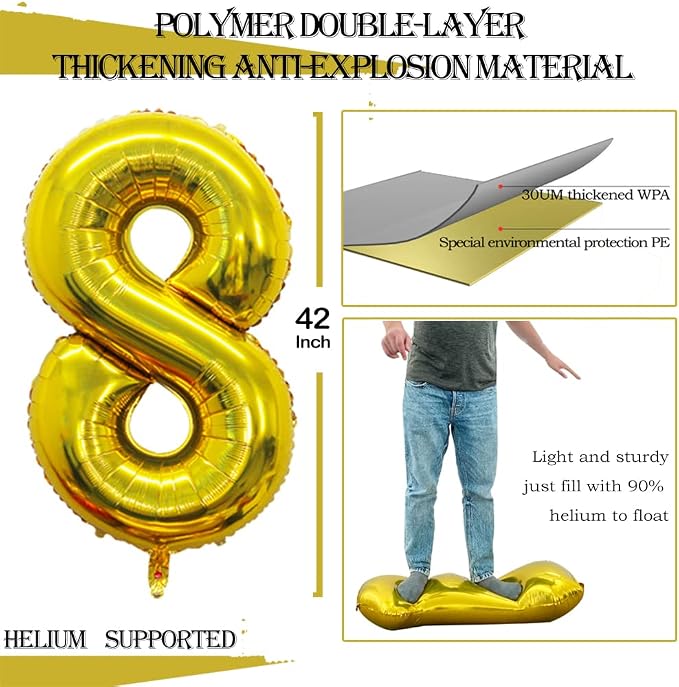 Number 80 Balloons for 80th Birthday Party Decorations, 42 Inch Jumbo Foil - Image 2