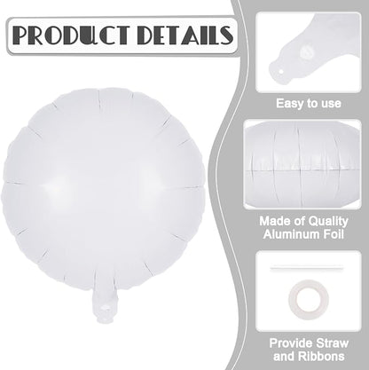 20 Pcs White Round Shaped Balloons, 18 Inch Round Foil Balloon, Giant Round - Image 5